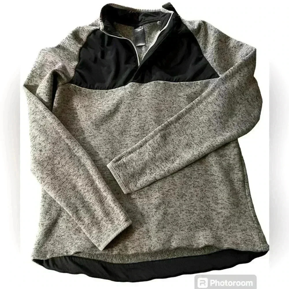 Champion Men's Long Sleeve Pullover Fleece 1/4 Zip Sweater Size Medium Gray